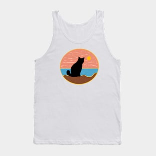 cat watching sunset scene Tank Top